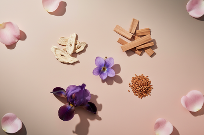 remove the white iris flower and replace with a flower from a Violet plant